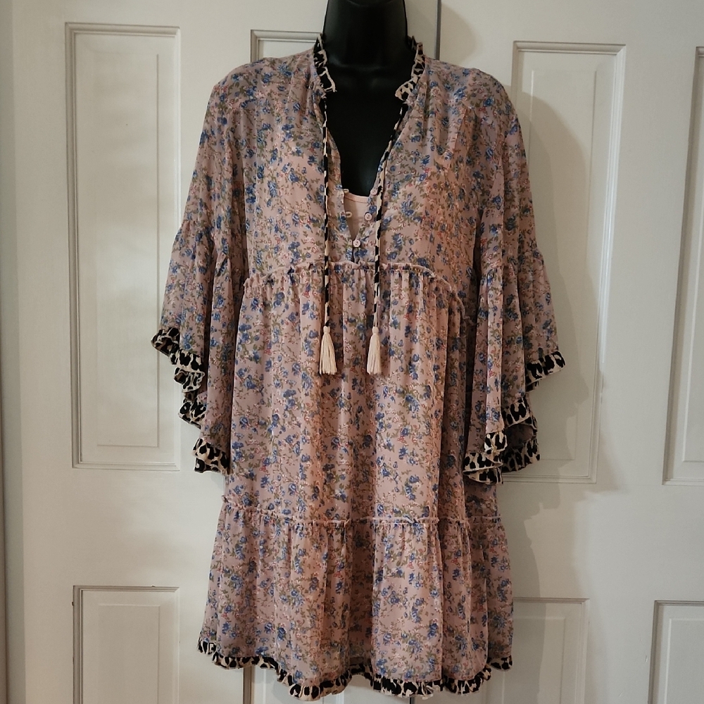 Floral Boho Tunic with Tassels - Womens Size: Small - Brand: Umgee